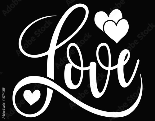 Script Love Heart Cute Romantic Valentine Typography - printable editable vector art file.