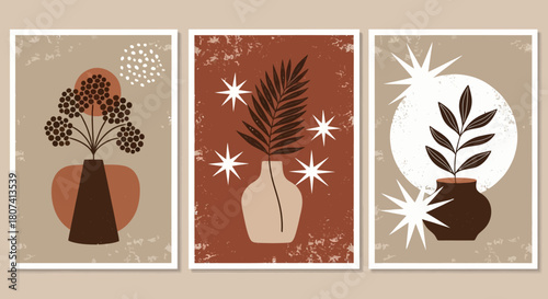 Abstract Botanical Wall Art Set - Modern Minimalist Home Decor Prints