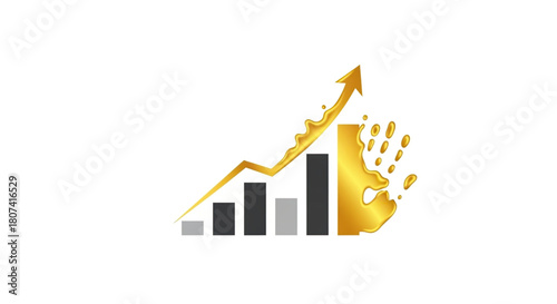 Illustration of rising financial growth chart with golden oil splash indicating commodity market profits