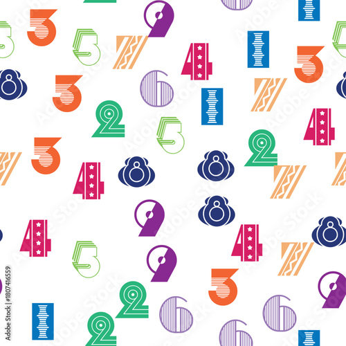 Seamless pattern with beautiful numbers. Algebra and geometry, calculations.