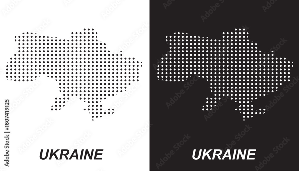 Fototapeta premium Ukraine Dotted Map, Halftone Style Modern Digital Outline of European Country Vector EPS