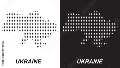 Ukraine Dotted Map, Halftone Style Modern Digital Outline of European Country Vector EPS
