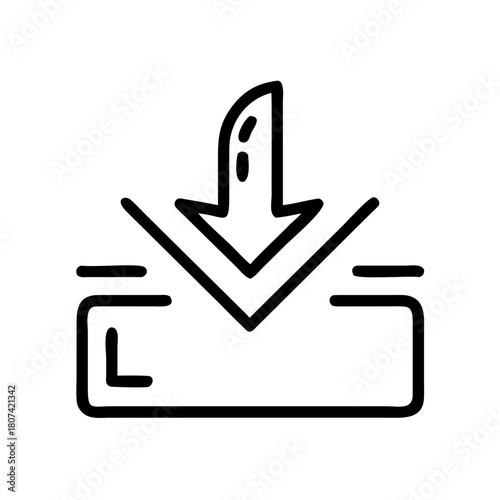 Download icon with arrow pointing downward and rectangular box  