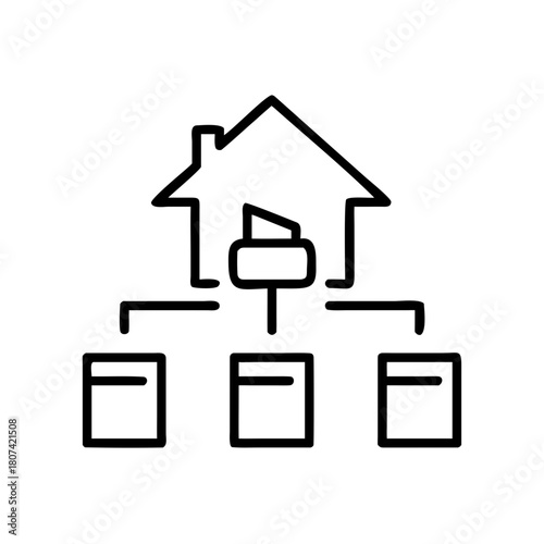 Home organization flowchart with icons representing categories  