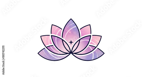 Lotus flower illustration with gradient petals and star in the center