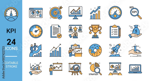 KPI Icons Collection Key Performance Indicator Business and Strategy Graphics