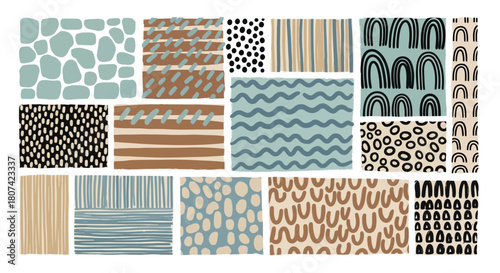 Abstract patterns collection hand-drawn textures and designs for modern art projects