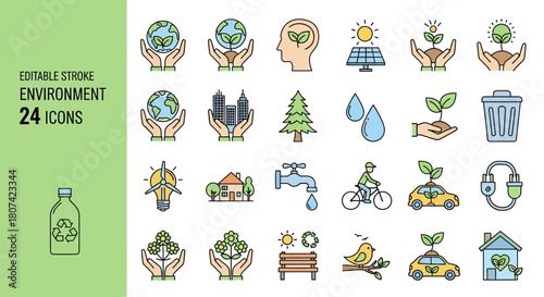 My sleek line collection of environment icons, a versatile set for illustrating ecology, sustainability, and green energy concepts
