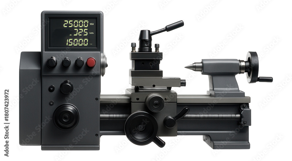 Fototapeta premium Digital readout bench lathe, ideal for professional machine shop use.