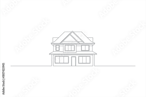 Continuous Line Art of a Modern House