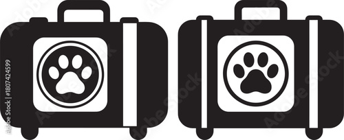 Two pet travel suitcases silhouette