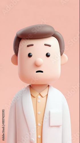 Cartoon doctor with a worried expression on his face in a medical setting.