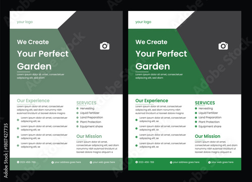 Creative modern fresh clean clear simple agro based flyer or professional agriculture a4 flyer template layout design. lawn care flyer design template. landscaping and gardening lawn care service flye
