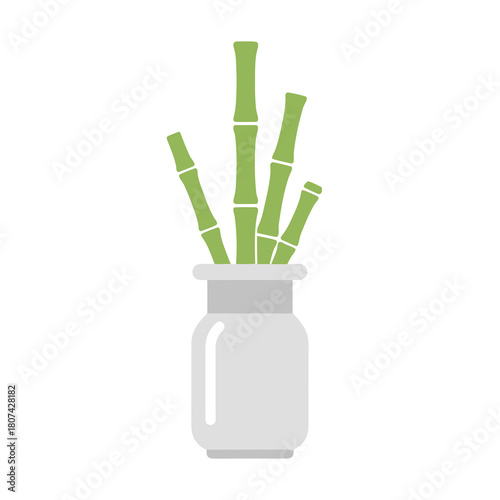 Minimalist Flat Design Lucky Bamboo Stalks in a Vase
