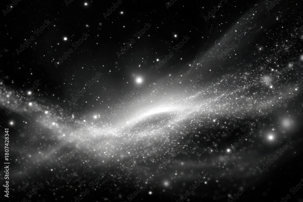 Naklejka premium A swirling luminous galaxy filled with countless bright stars against a dark vast cosmos
