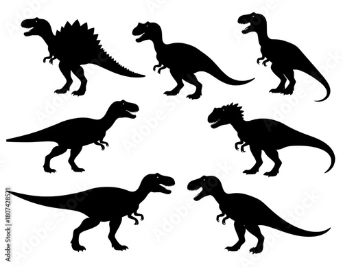 illustration set vector silhouette dinosaurus