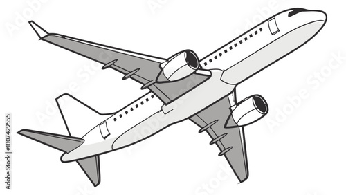 "A high-angle, top-down studio shot of a sleek, modern white passenger airplane. The aircraft features two visible jet engines, swept-back wings with subtle winglets, and a vertical tail fin. The fuse