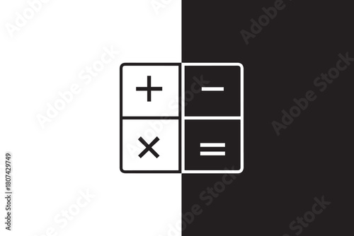 calculator flat vector icon four panels containing plus minus multiply equals