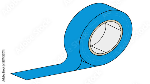 "A clear, high-resolution studio shot of a single roll of bright blue electrical tape. The tape is wrapped around a white cardboard core, and a short segment of the tape is unrolled and extending down