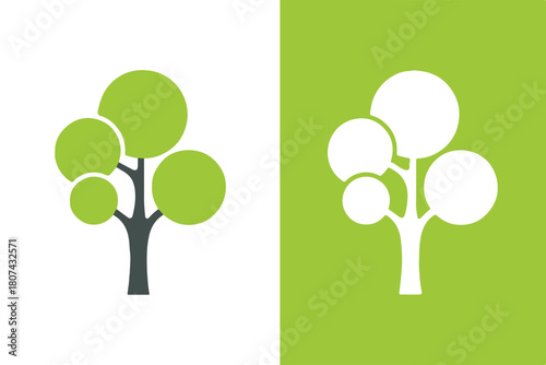 tree flat vector icon with inverted color circle composition