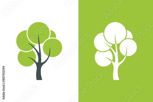 tree minimalist vector graphic showing color inversion pair