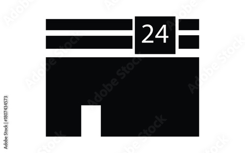 Twenty four hours shop store service building simple block icon symbol