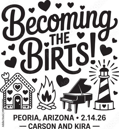 Becoming the Birts Playful Wedding Graphic