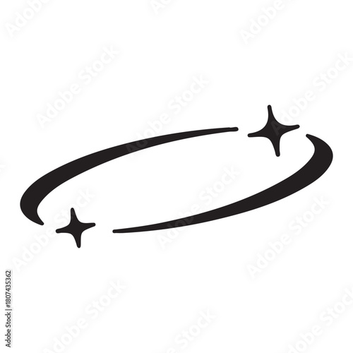 Minimalist Black Elliptical Arc with Sparkling Stars Symbol