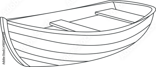 A small rowboat line art vector.