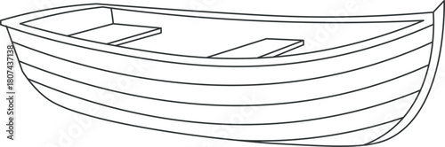 Minimalist small boat line art vector.