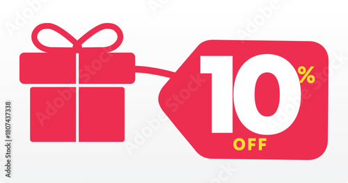 10% off, Merry Christmas, party, gift, buy, promotion, box, tag, commerce, price, value. market, sale, special, discount, special, store. Icon, vector, set