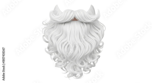 Santa claus beard and mustache isolated on transparent background for christmas