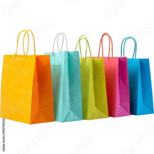 Colorful shopping bags retail therapy concept bright paper bags gift bags online shop store sale event buy