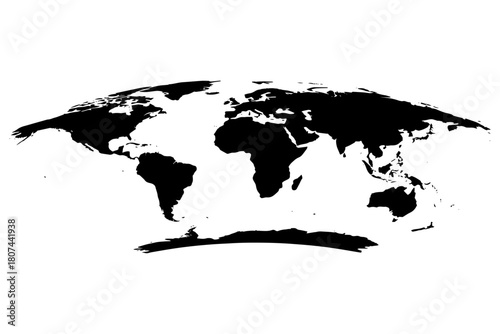 world map vector illustration,
Curved World Map Silhouette Illustration,
Bold Minimalist Black-and-White Global Design
