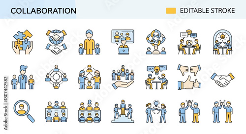 Teamwork and Collaboration Icons A Collection for Effective Communication and Cooperation