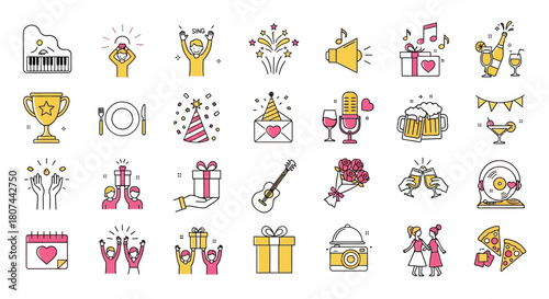 Celebration Icons A Versatile Collection for Events, Gifts, Music, and Social Gatherings