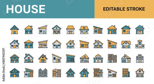 Collection of house illustrations A versatile assortment of home designs and building icons