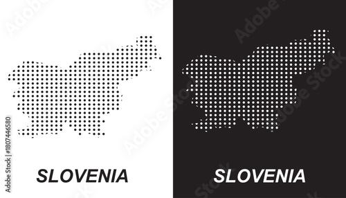 Slovenia Dotted Map, Halftone Style Modern Digital Outline of European Country Vector EPS