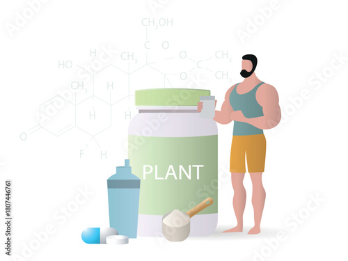 Man using plant based sports nutrition supplements for fitness