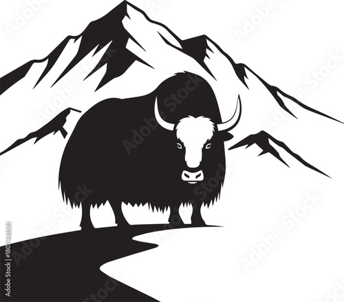 Majestic yak roaming high mountains wild animal nature wildlife scene