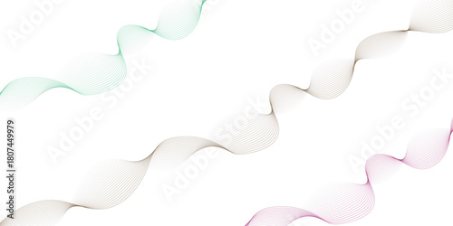 Abstract wave element for design. Digital frequency track equalizer. Stylized line art background. Vector illustration. Wave with lines created using blend tool. Curved wavy line, smooth stripe.