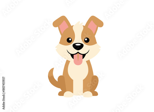 A charming American Pit Bull Terrier, a happy and friendly pedigree dog with a smiling face, depicted as a pretty purebred APBT in a flat vector illustration on a white background