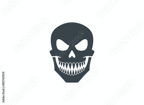 Silhouette stencil of a Halloween face with an evil, creepy smile; a horror monster template for carving jack‑o‑lanterns during the spooky October holiday; a flat vector illustration set against a