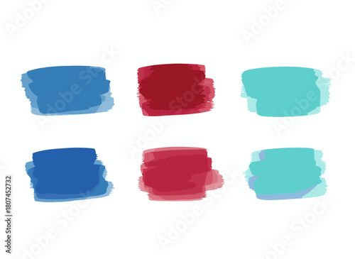 A set of watercolor smears and blots, hand‑painted and isolated on a white background, together with a bundle of colorful paint traces and aquarelle backdrops, forms a vibrant vector illustration