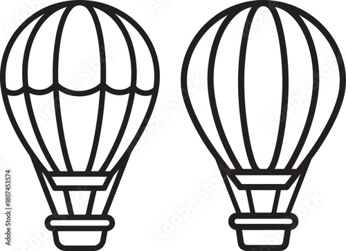 Two hot air balloons side by side silhouette