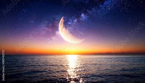 night sky with moon and stars