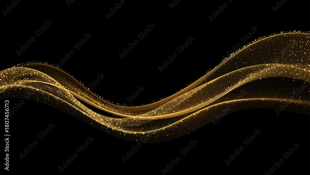 Naklejka premium Abstract shiny color gold wave design element. Vector illustration. Merry Christmas and Happy New Year Background. BG for invitation and greeting card