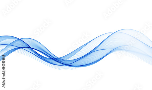 Abstract Background, Transparent Waved Lines. Soft Blue Smoke Wave BG. Colorful Gradient Flowing Wavy Lines. Vector illustration.