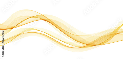 Soft Gold Gradient Transparent Wave Background. Colorful Flowing Wavy Smoke Lines isolated on white background. Vector illustration