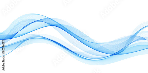 Abstract Background, Transparent Waved Lines. Soft Blue Smoke Wave BG. Colorful Gradient Flowing Wavy Lines. Vector illustration.